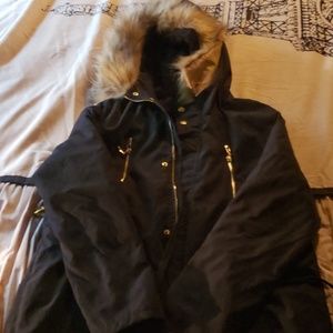 Black hooded light coat